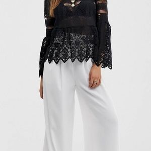 Boohoo peplum top with bell sleeves